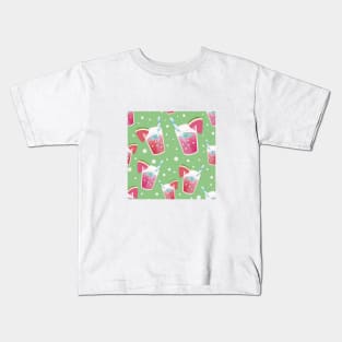 Watermelon Juice with a Green bubble background Kids T-Shirt